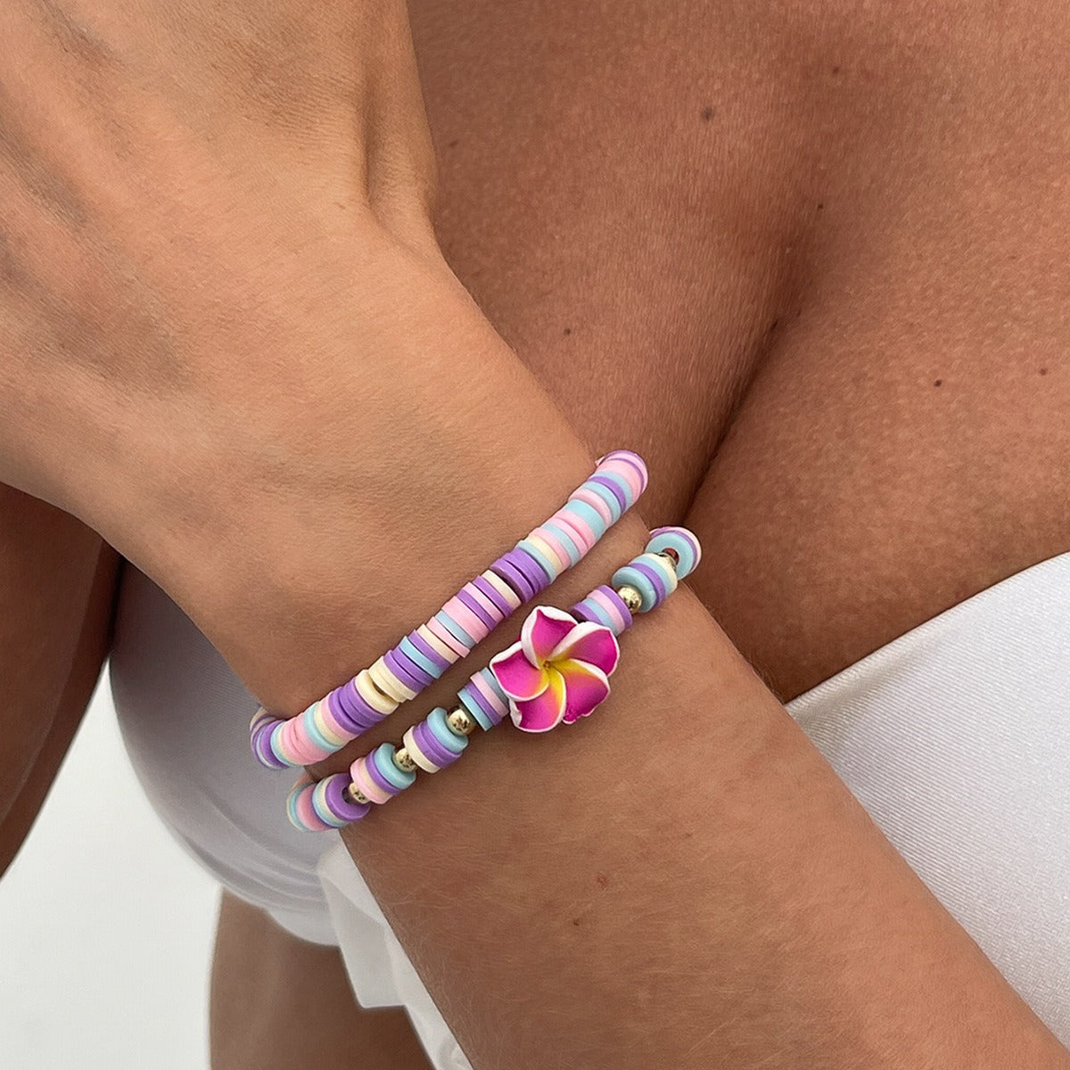 Bohemian Clay Flower Stretch Bracelet Vera Lux