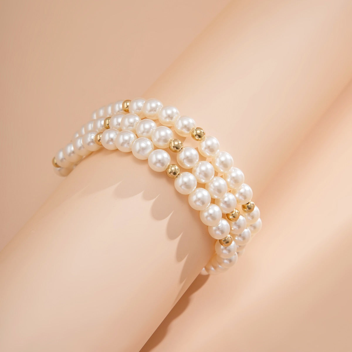 Contrast color round beads geometric handmade multi-layer imitation pearl beaded anklet Vera Lux