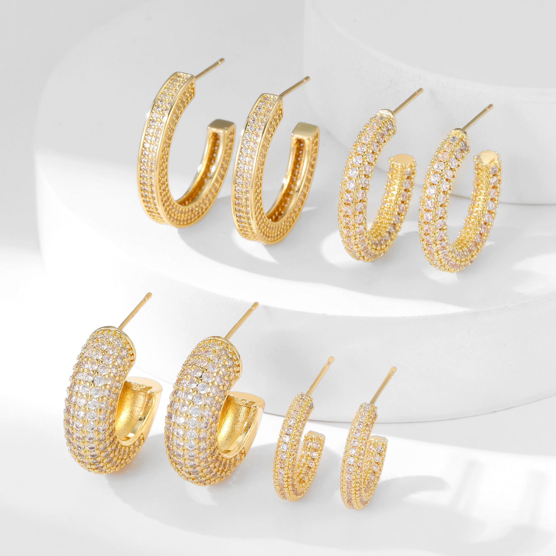 Simple Design Micro-inlaid Zircon Earrings Vera Lux
