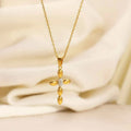 Stainless Steel Inlaid Rhinestone Cross Pendant Necklace Vera Lux