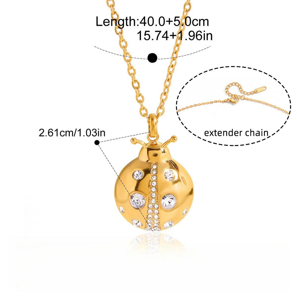 18k gold ladybug titanium steel necklace and earrings Vera Lux