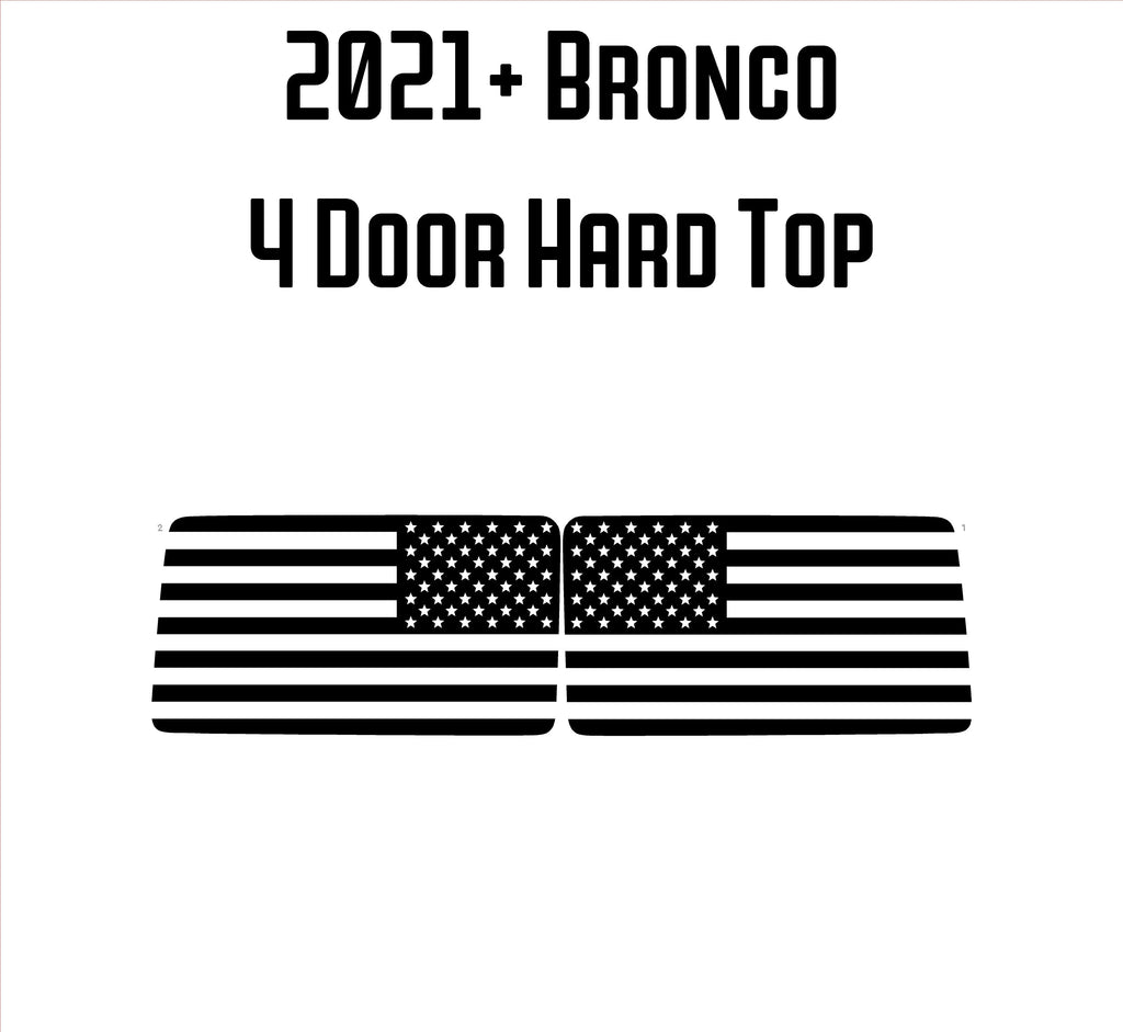 American Flag Rear Window Overlays - 2021+ Bronco 4 Door StickerFab
