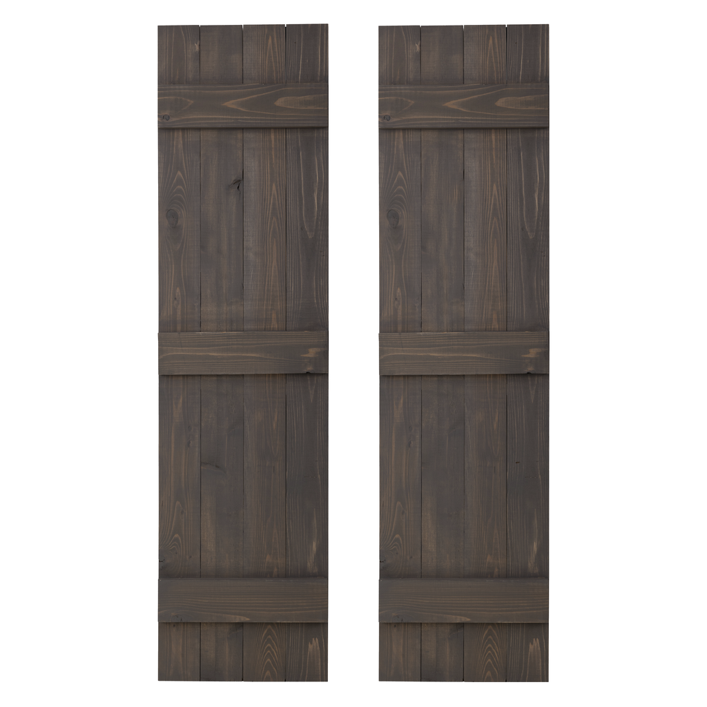 Traditional Board & Batten Exterior Wood Shutters - Cedar - Set of 2 Dogberrycollections