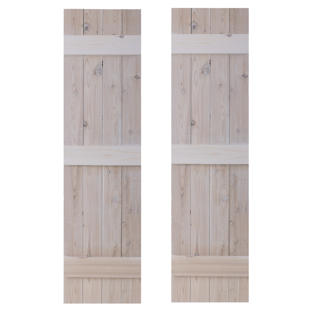 Traditional Board & Batten Exterior Wood Shutters - Cedar - Set of 2 Dogberrycollections
