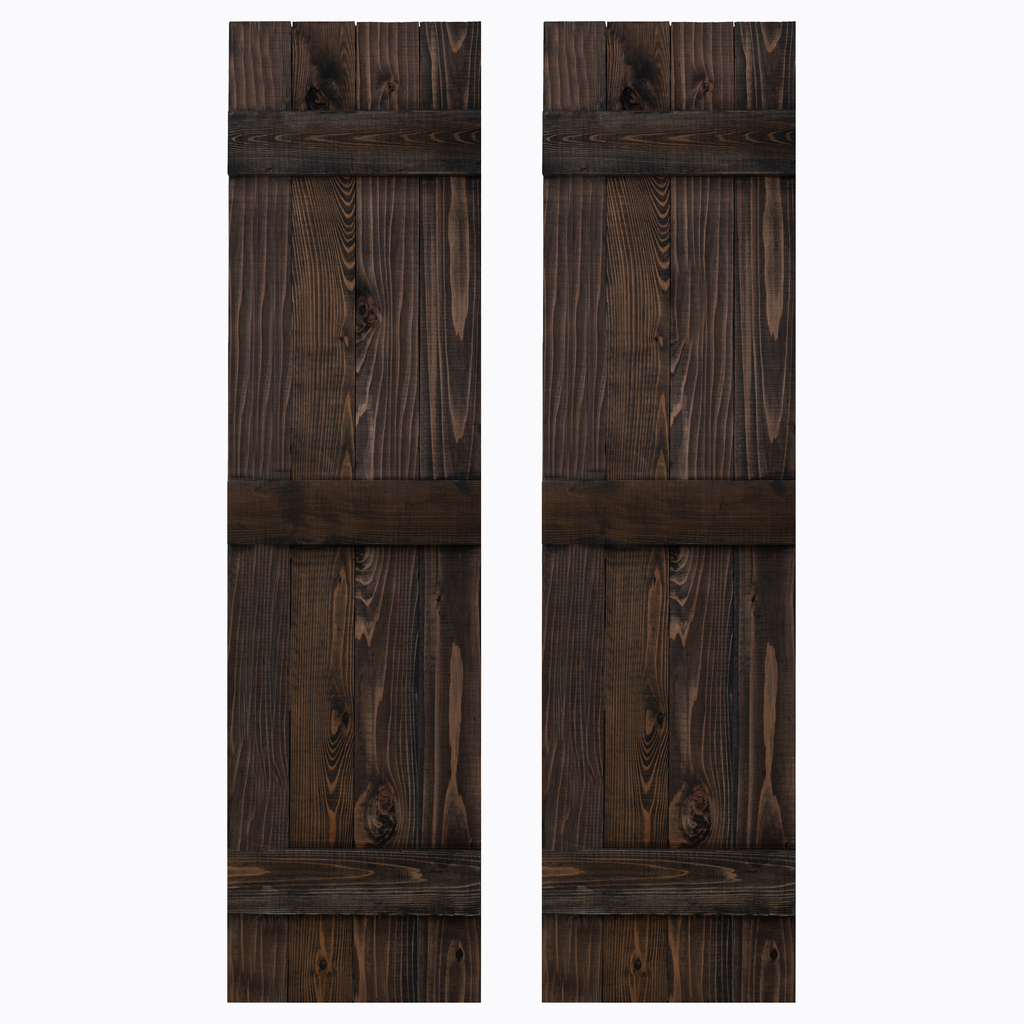Traditional Board & Batten Exterior Wood Shutters - Cedar - Set of 2 Dogberrycollections