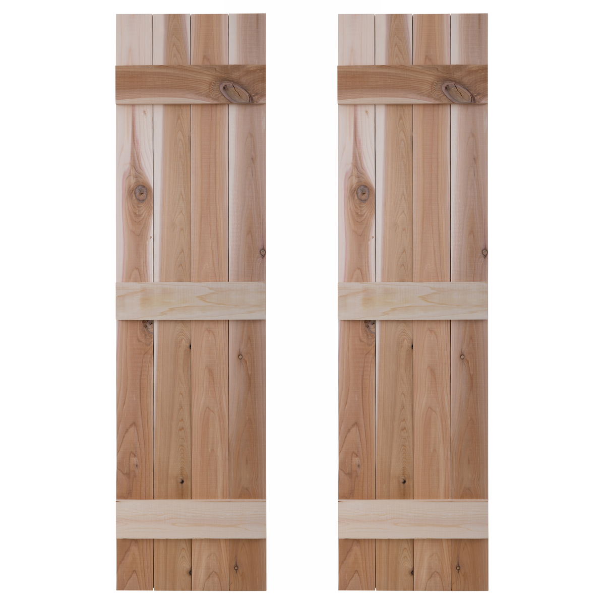 Traditional Board & Batten Exterior Wood Shutters - Cedar - Set of 2 Dogberrycollections