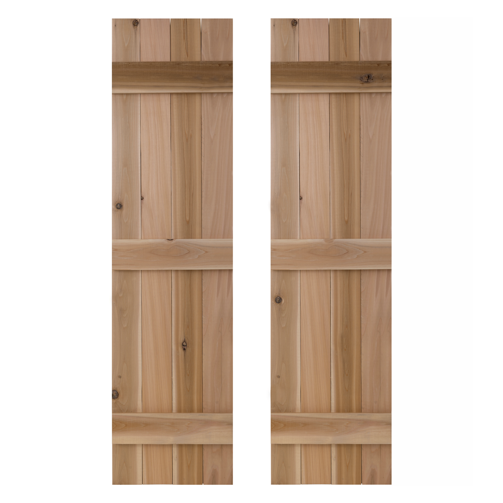 Traditional Board & Batten Exterior Wood Shutters - Cedar - Set of 2 Dogberrycollections