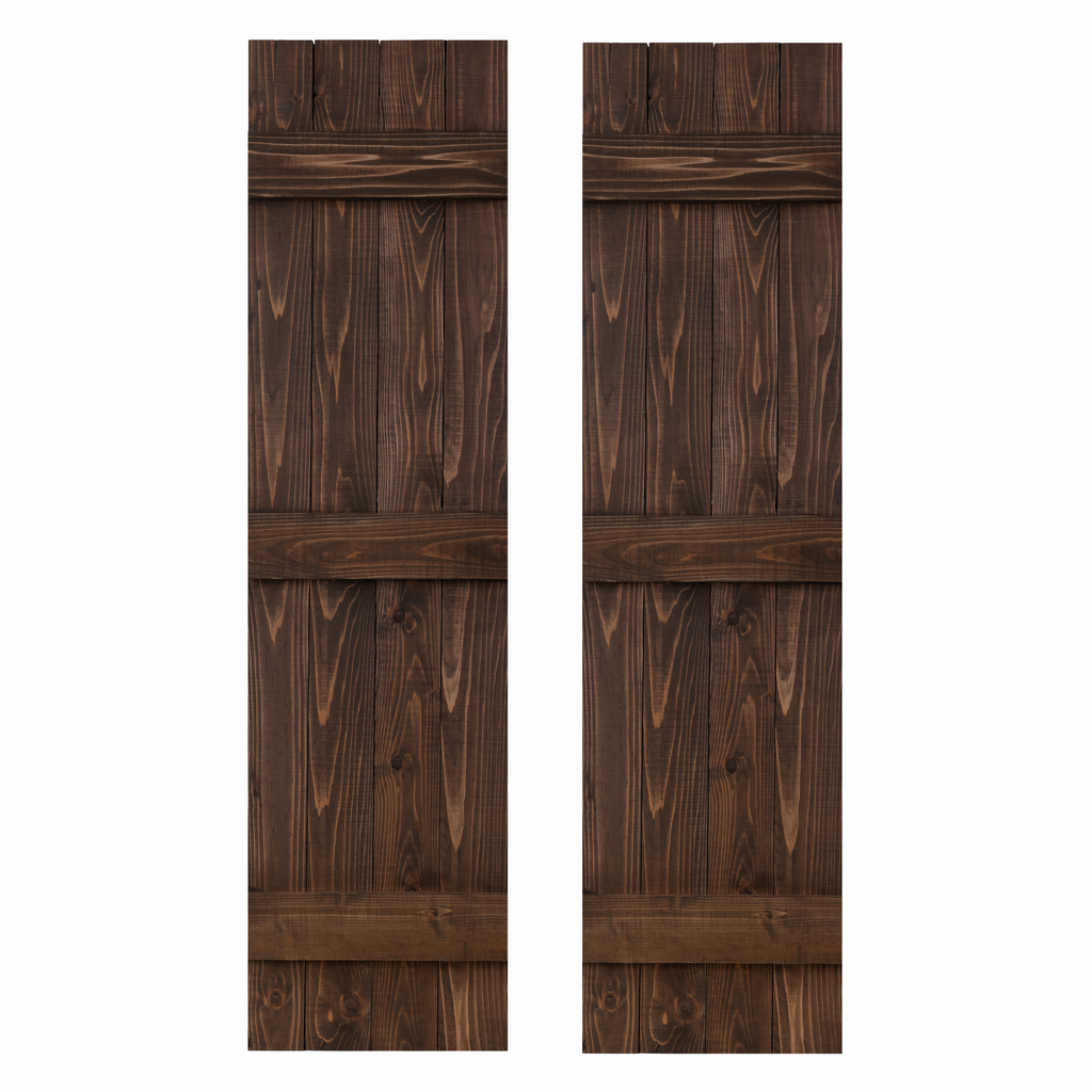 Traditional Board & Batten Exterior Wood Shutters - Cedar - Set of 2 Dogberrycollections
