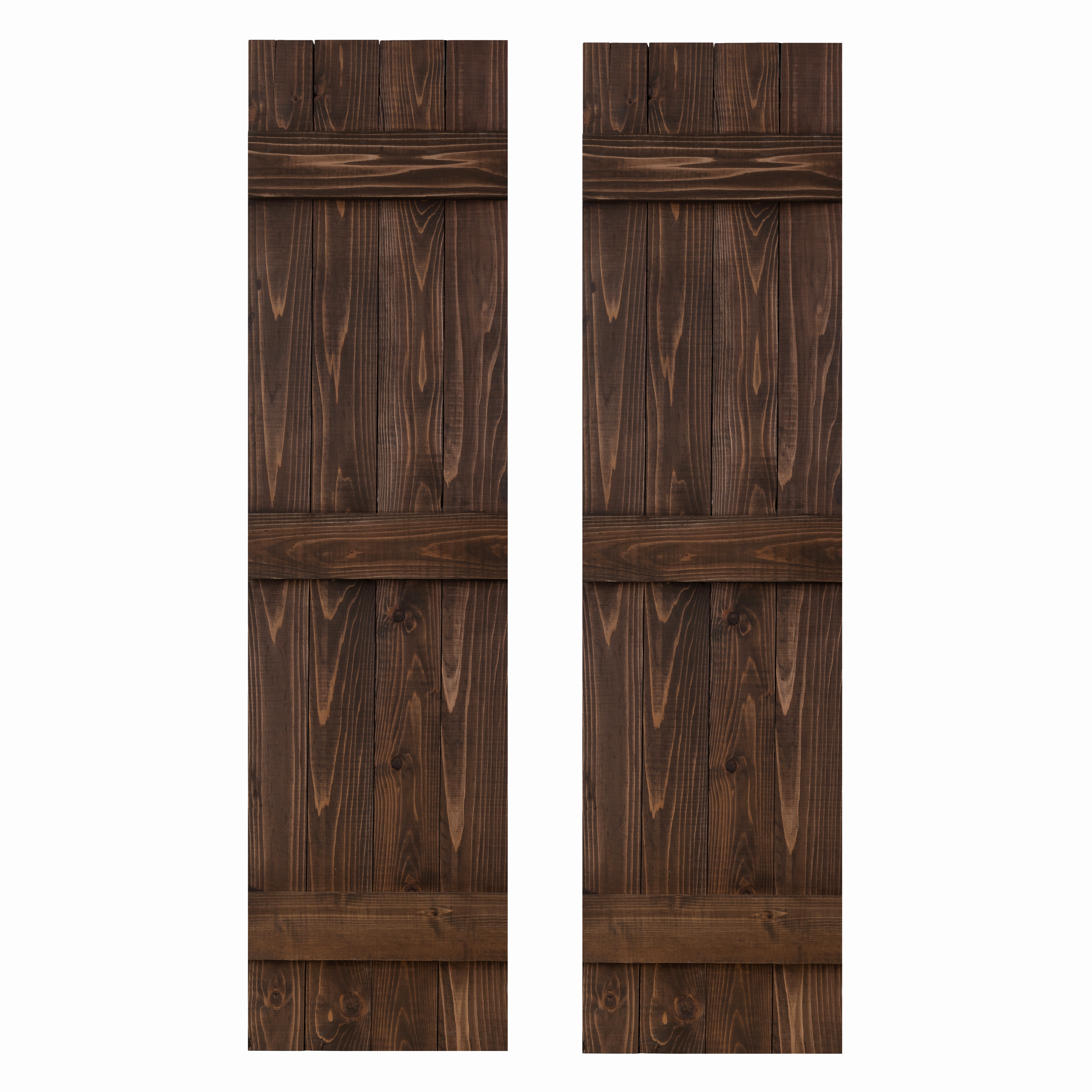 Traditional Board & Batten Exterior Wood Shutters - Cedar - Set of 2 Dogberrycollections