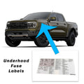Printed Series Underhood Fuse Box Lid Labels - 2024+ Ranger StickerFab