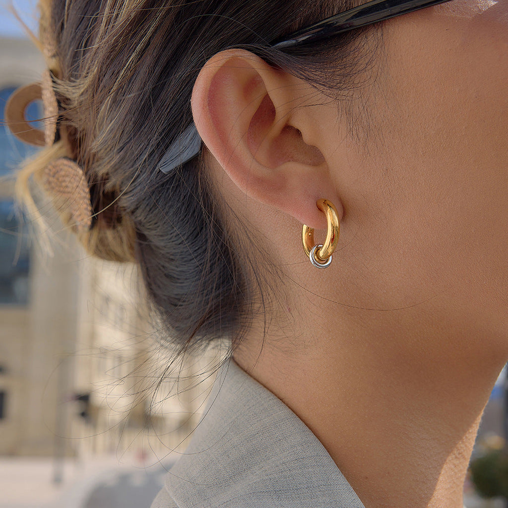 Two Tone Stainless Steel C Hoop Earrings Vera Lux