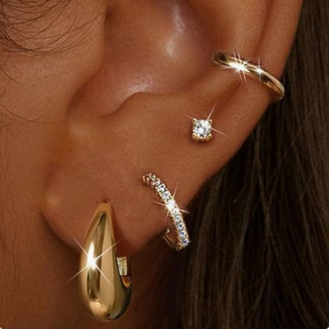 18K Solid Gold Copper Earrings With Zirconia Setting Vera Lux