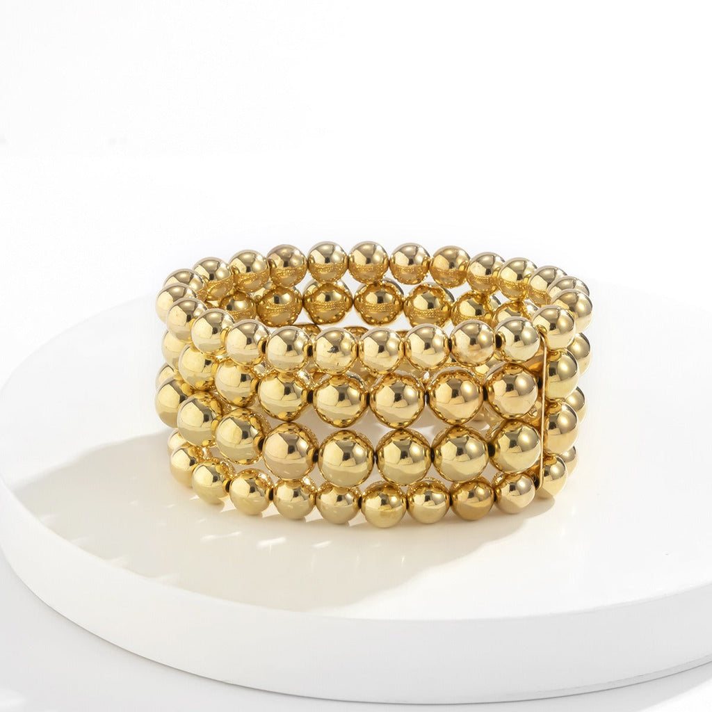 18k gold punk style exaggerated round bead chain bracelet Vera Lux