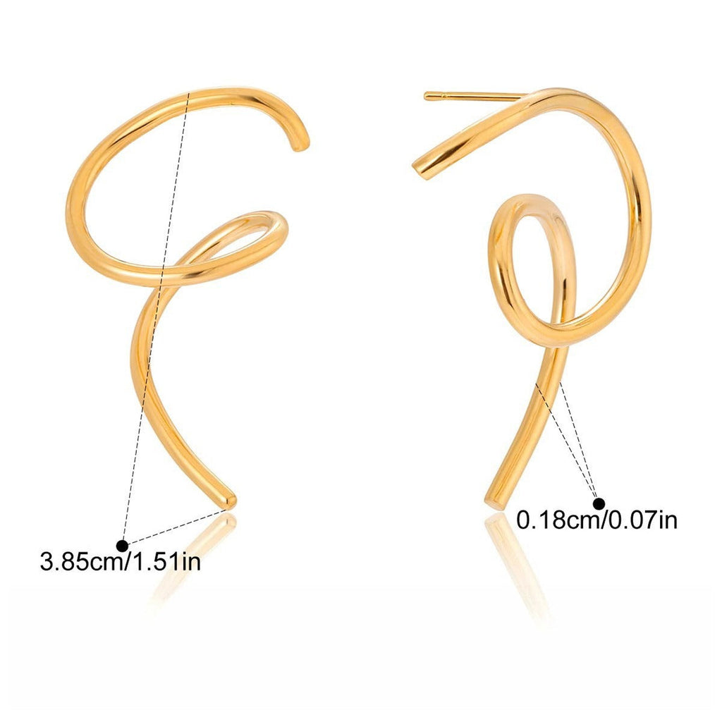 18K gold irregular titanium steel line stud earrings Vera Lux