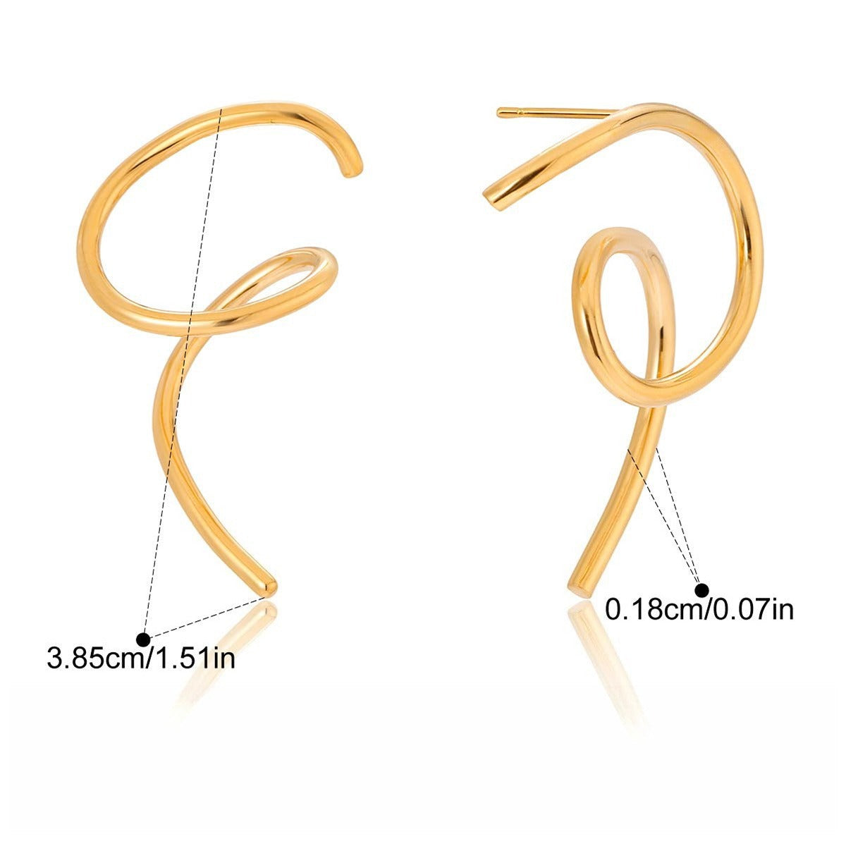 18K gold irregular titanium steel line stud earrings Vera Lux