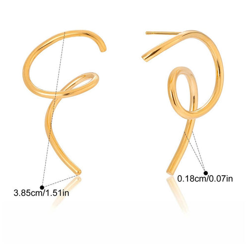 18K gold irregular titanium steel line stud earrings Vera Lux