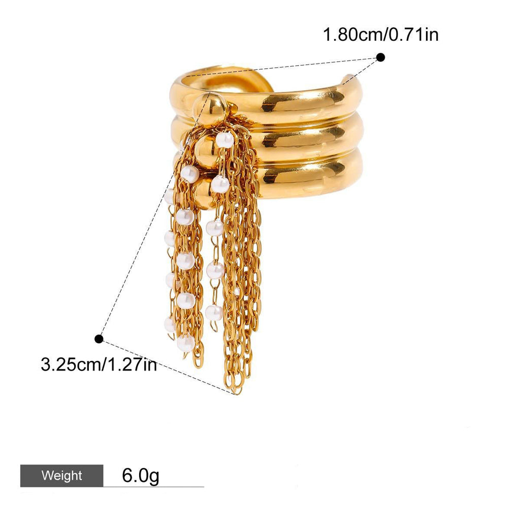 18K gold multi-layered ring with tassel design Vera Lux