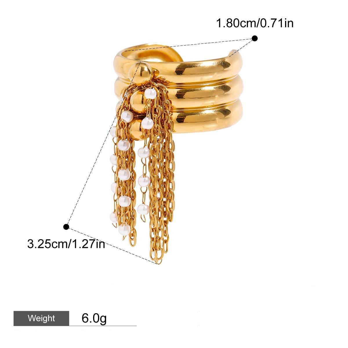 18K gold multi-layered ring with tassel design Vera Lux