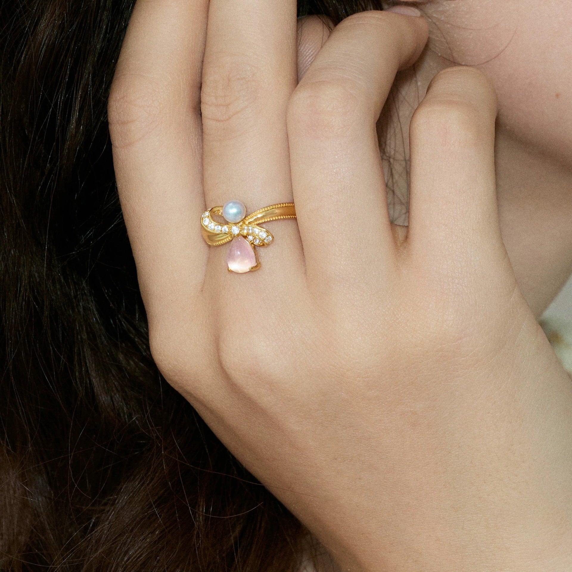 Cat's Eye Stone Bow Ring For Women Vera Lux