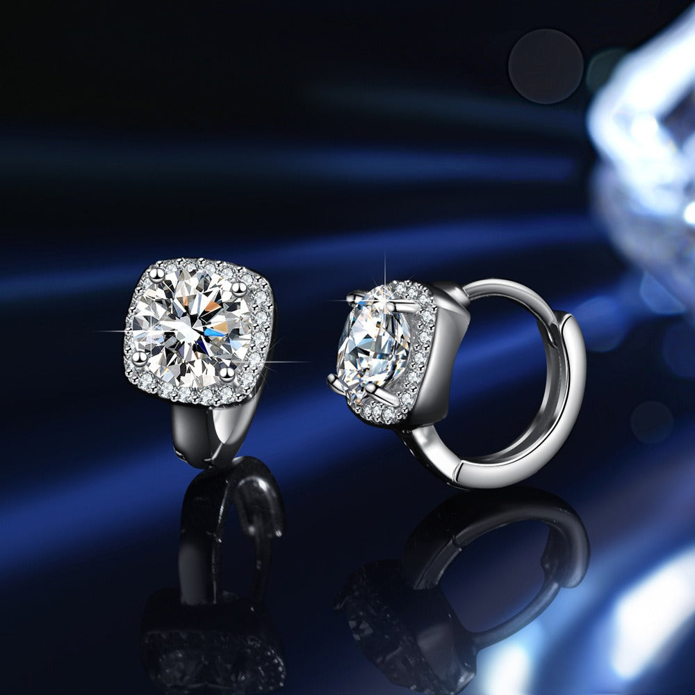 Moissanite D color s925 sterling silver square earrings Vera Lux