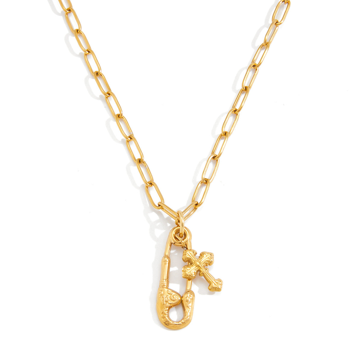 Stainless Steel Paperclip Pendant Necklace Vera Lux