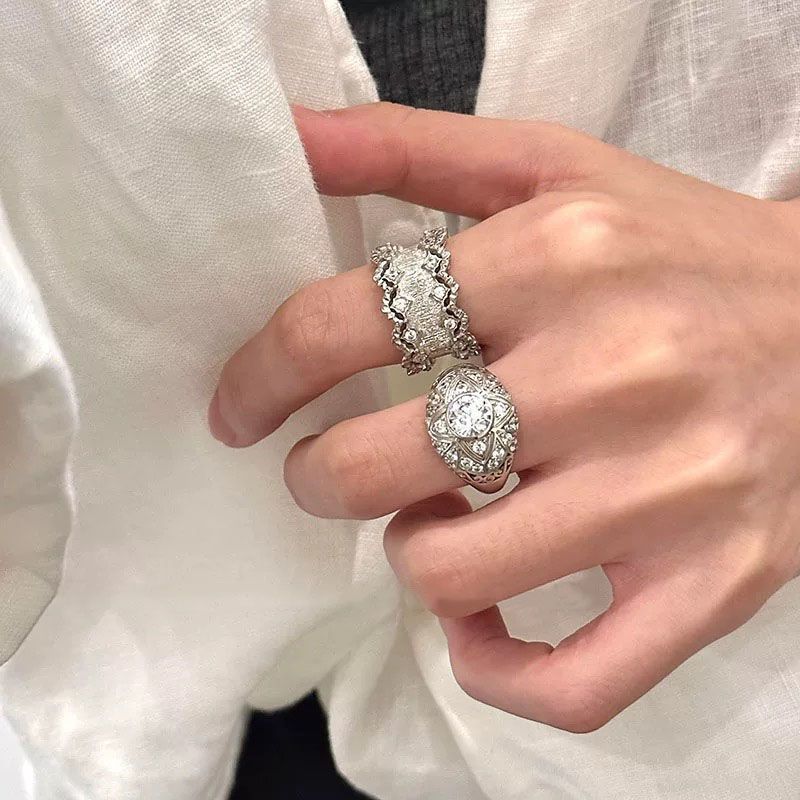 Vintage Starburst Ring For Women, Luxury Unique High-End Elegant Index Finger Band Vera Lux