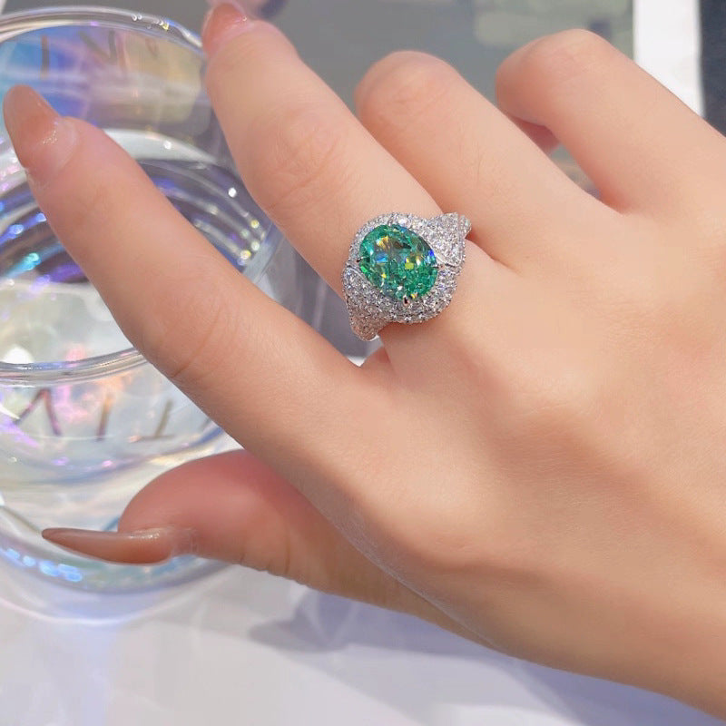 Resort-style Versatile Blue-green Zircon Open Ring Vera Lux