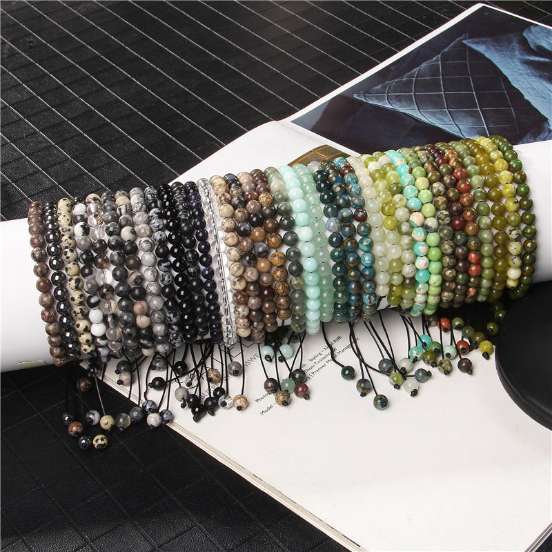 6mm Natural Stone Beads Womens Bracelet Yoga Energy Sports Vera Lux