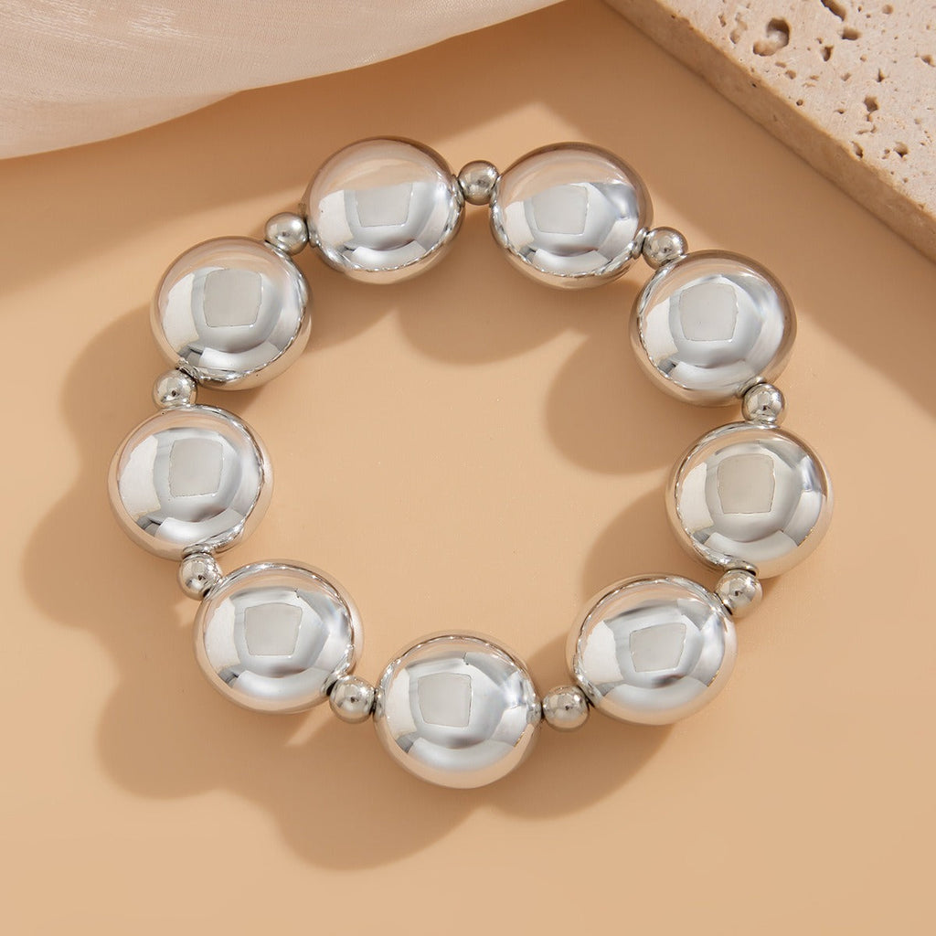 18k gold irregular personalized geometric round bead bracelet Vera Lux