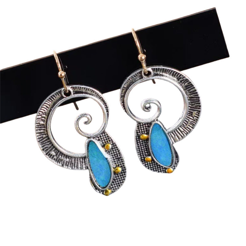Creative Spiral-Inlaid Sapphire Earrings With Yellow Accents Vera Lux