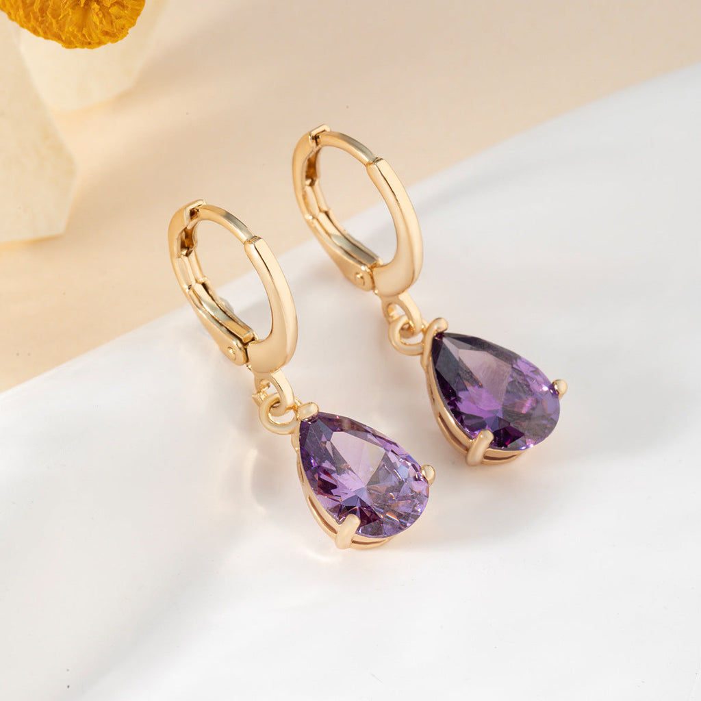 Retro Copper Inlaid Colorful Zircon Earrings Versatile For Women Vera Lux