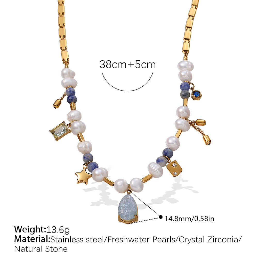 French-style Hong Kong-style Imperial-style Instagram-inspired Minimalist Luxury Design, Noble Feeling, Zircon, Natural Pearl, Exquisite Necklace, Collar Chain Necklace Vera Lux