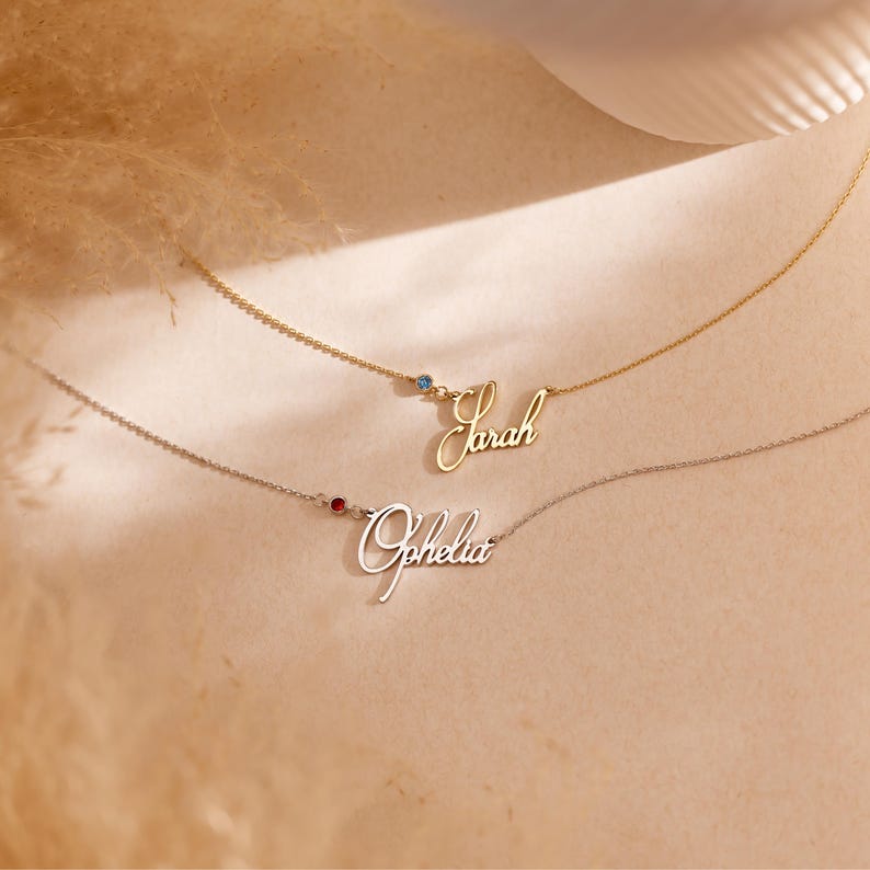 Personalized Cursive Name & Birthstone Necklace Vera Lux