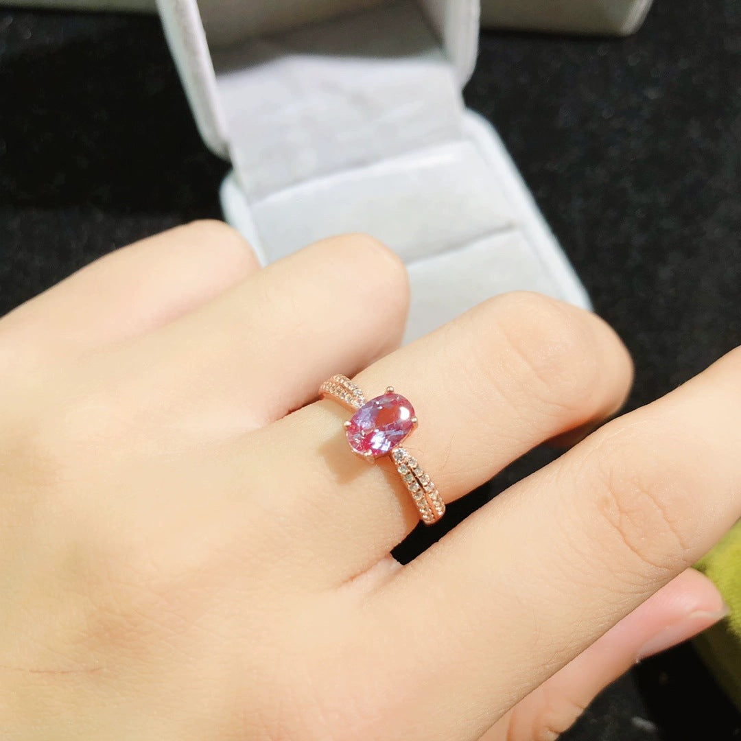 Colorfast High-end 18K Gold-plated Ring With Natural Amethyst Vera Lux