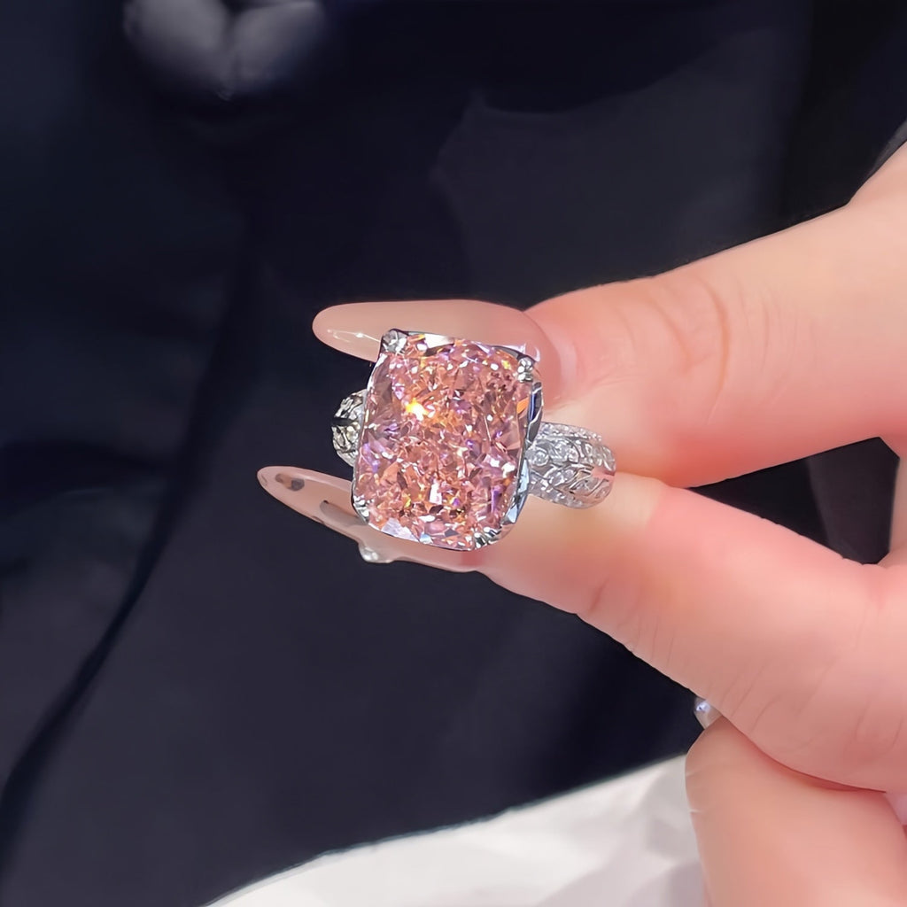 Large Carat Cushion Cut Diamond Simulant Ring, Vintage Pave Setting Proposal Ring For Her Vera Lux