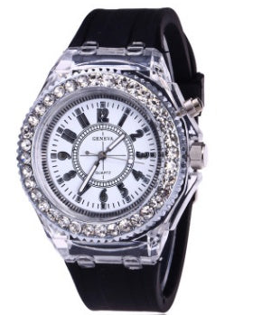LED Luminous Watches Geneva Women Quartz Watch Women Ladies Silicone Bracelet Watches Vera Lux