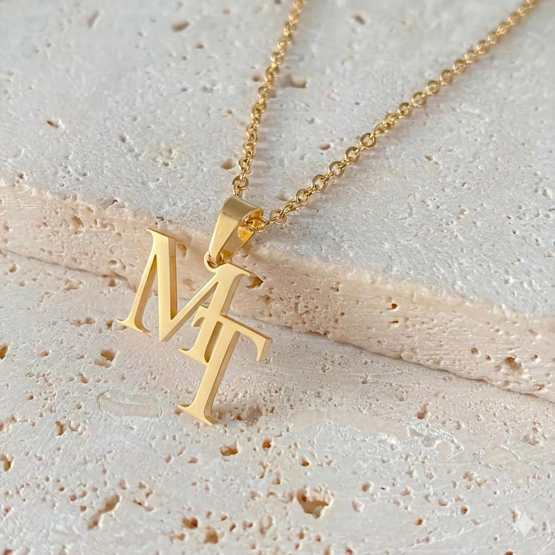 Custom interwoven double letter necklace Vera Lux