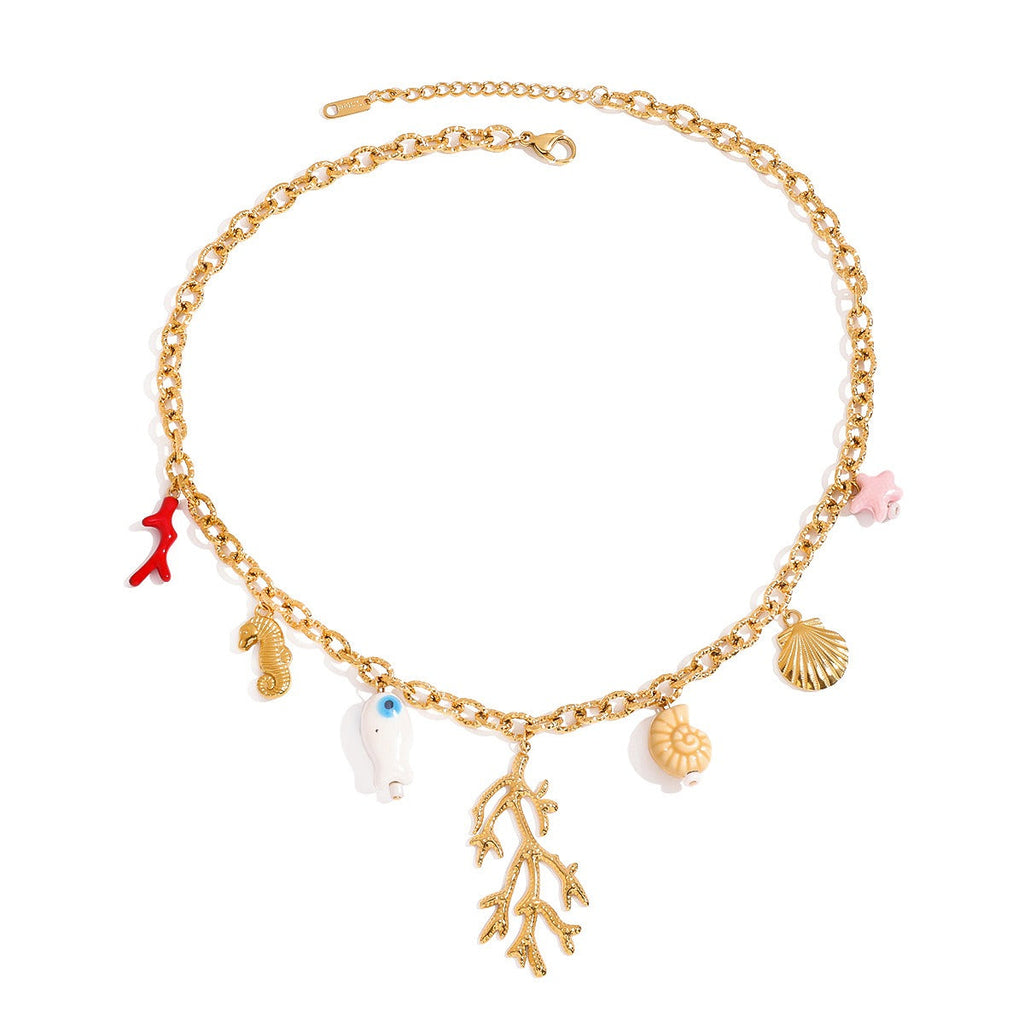 18K Gold Coral Shape Ocean Style Necklace Vera Lux