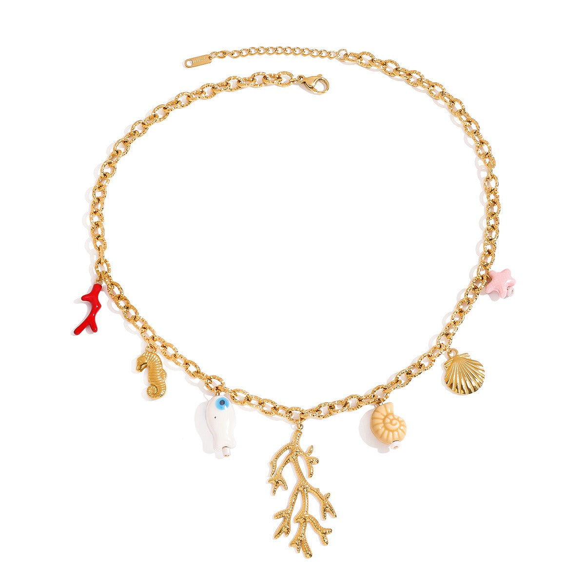 18K Gold Coral Shape Ocean Style Necklace Vera Lux