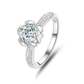 S925 Sterling Silver Anemone Flower Moissanite Diamond Ring Vera Lux