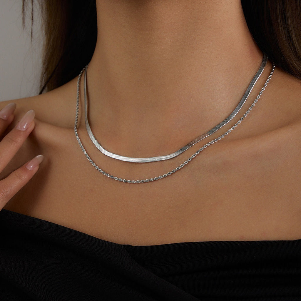 Double chain design simple personality necklace Vera Lux