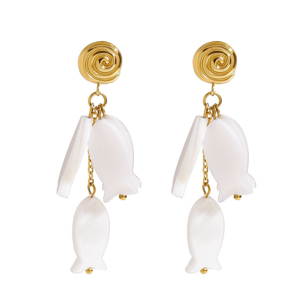 18K gold thread with fish-shaped tassel design exquisite and noble earrings Vera Lux