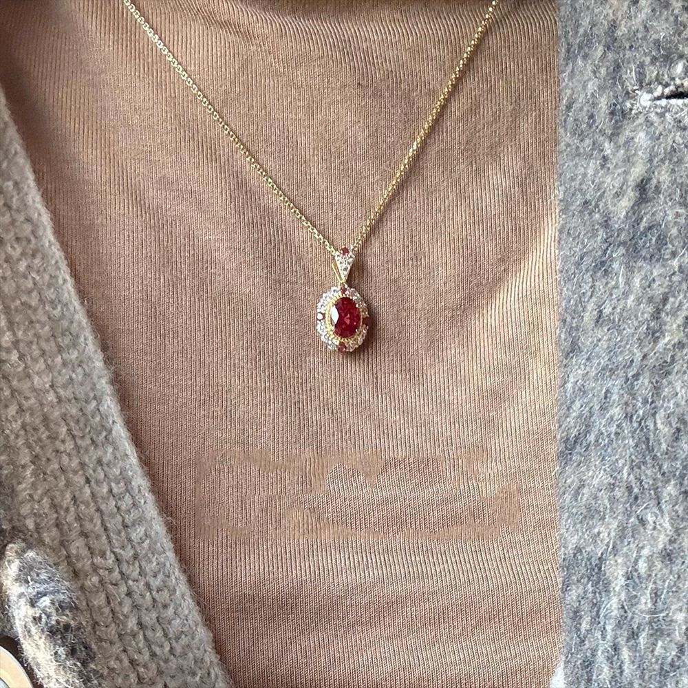 Blood Ruby Pendant Luxury Red Corundum Necklace Vera Lux