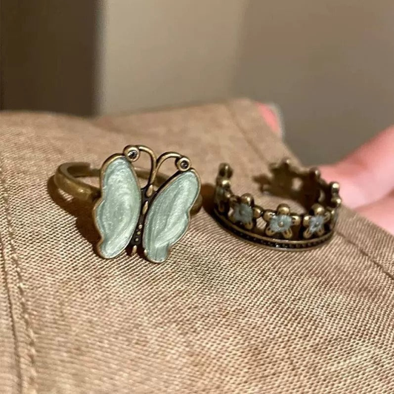 New Chinese Style Vintage Butterfly Flower Ring For Women, Retro Unique Index Finger Ring, Niche Advanced Sense Ring Vera Lux