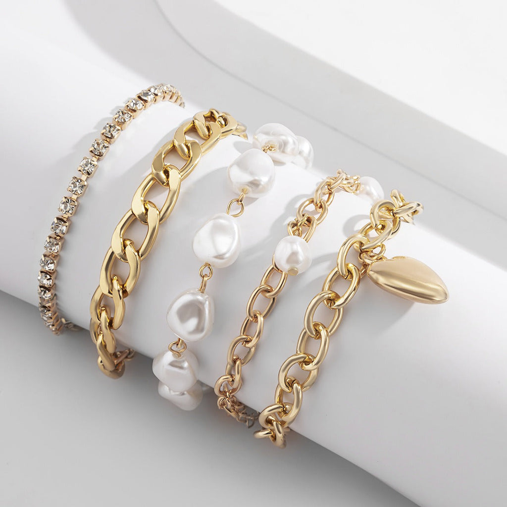 18k gold elegant Baroque special-shaped pearl heart chain bracelet Vera Lux