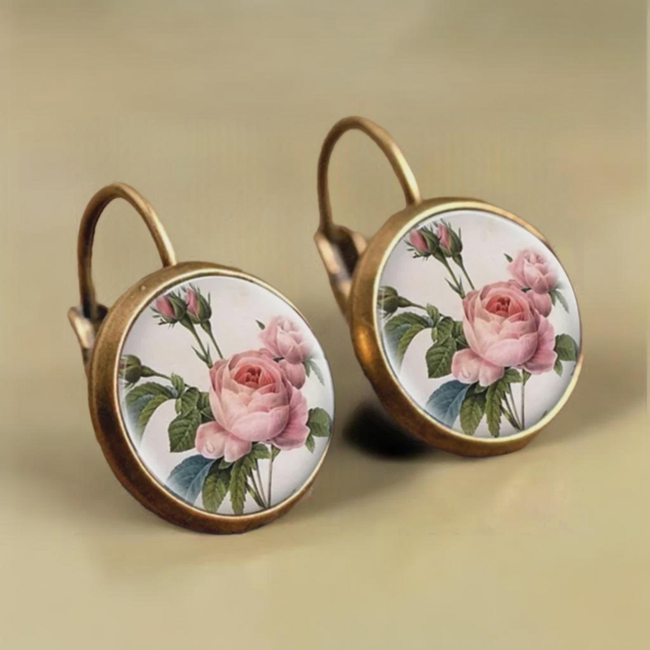 Beautiful Vintage Rose Earrings Rooted Home Goods