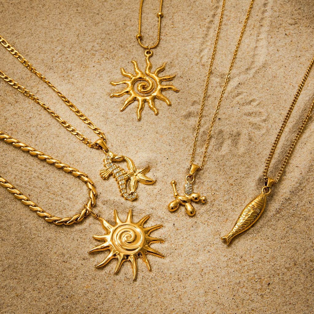 18K gold geometric shape with texture design high-end unique necklace Vera Lux