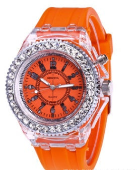 LED Luminous Watches Geneva Women Quartz Watch Women Ladies Silicone Bracelet Watches Vera Lux