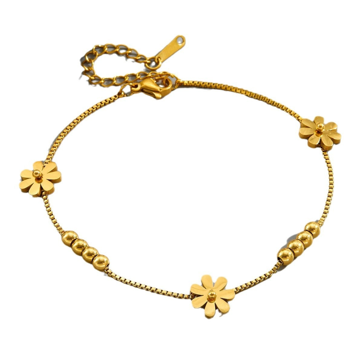 18k gold small daisy bean luck bead bracelet Vera Lux