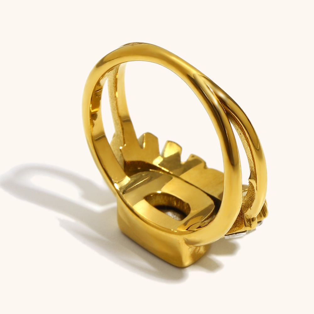 Retro Stainless Steel Sun Double-Ring For Women Vera Lux